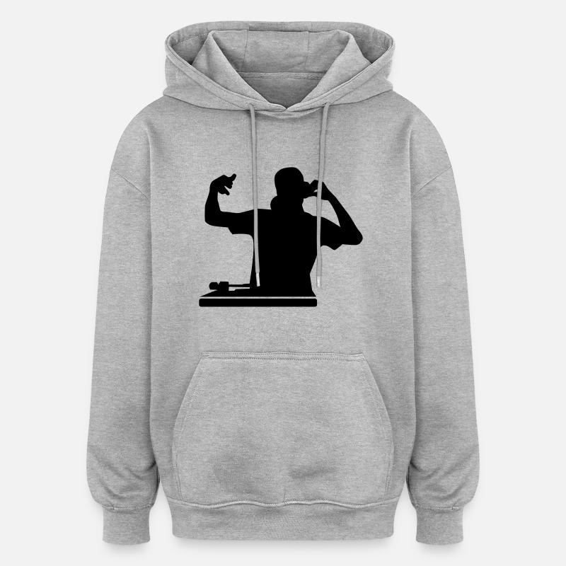 DJ - Sweat à capuche oversize unisexe - gris chiné