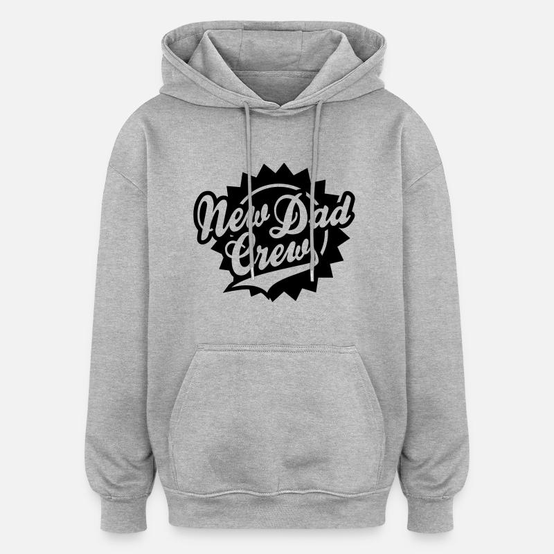 New Dad Crew Shield Design - Oversized Unisex Hoodie - heather grey