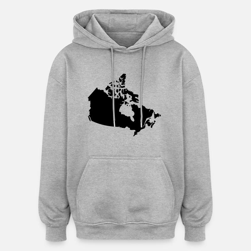 Canada Canada Carte - Sweat à capuche oversize unisexe - gris chiné