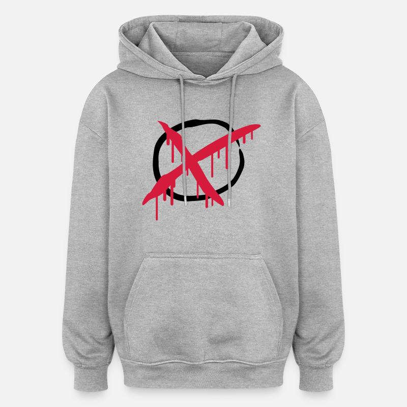 X - Sweat à capuche oversize unisexe - gris chiné