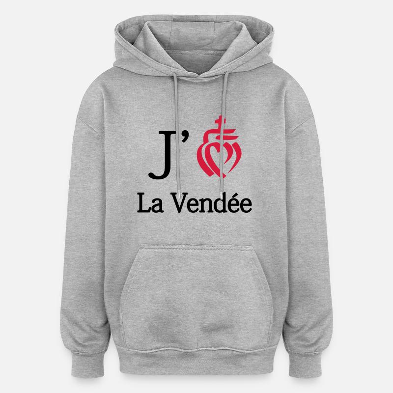 j'aime la Vendée - Sweat à capuche oversize unisexe - gris chiné