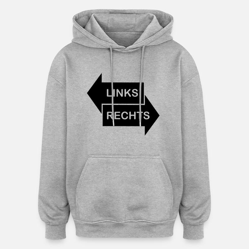 Links - Rechts - Oversized Unisex Hoodie - Grau meliert