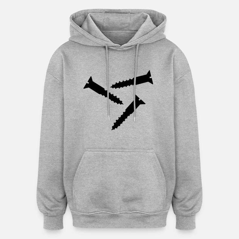 Vis - Sweat à capuche oversize unisexe - gris chiné