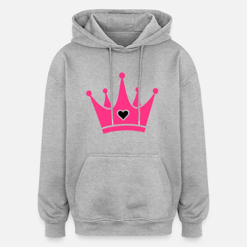 Krone mit Herz-Diamant - Oversized Unisex Hoodie - Grau meliert