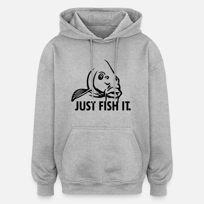 karpfen_just_fish_it - Oversized Unisex Hoodie - Grau meliert