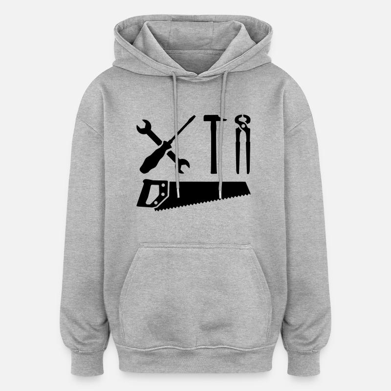 Outil - Sweat à capuche oversize unisexe - gris chiné