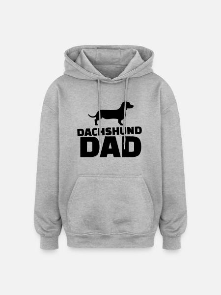 Dachshund Dad - Sweat à capuche oversize unisexe - gris chiné