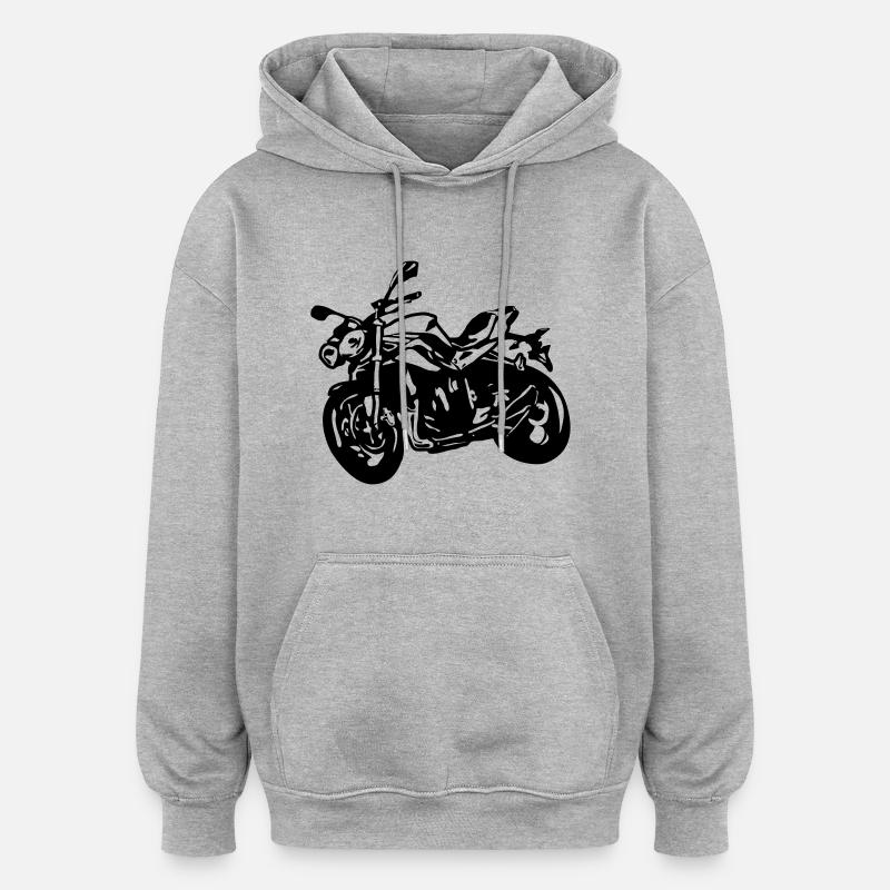 Vélo nu moto Streetfighter - Sweat à capuche oversize unisexe - gris chiné