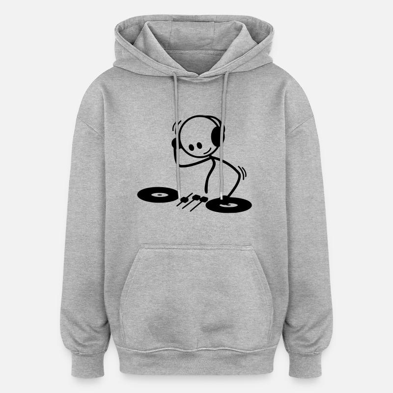 DJ Strichmännchen - Sweat à capuche oversize unisexe - gris chiné