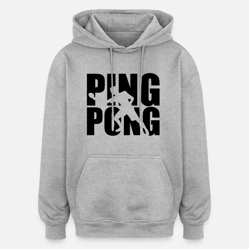 Ping Pong - Sweat à capuche oversize unisexe - gris chiné