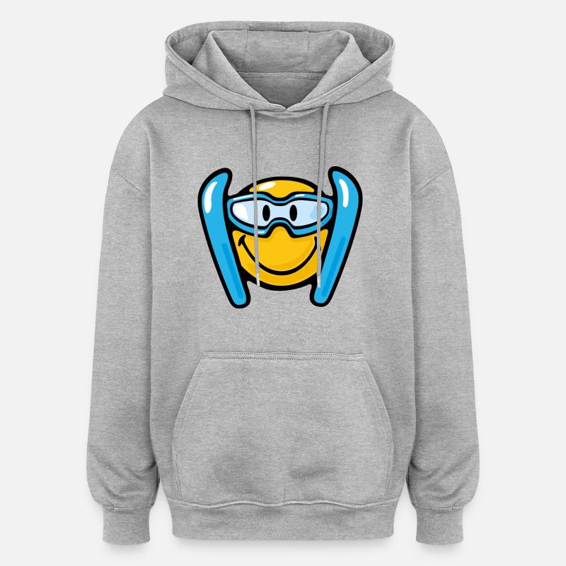 Smiley Skiing - Sweat à capuche oversize unisexe - gris chiné