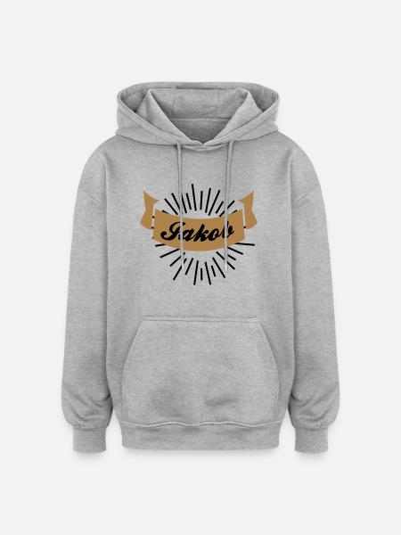 jakob - Oversized Unisex Hoodie - Grau meliert