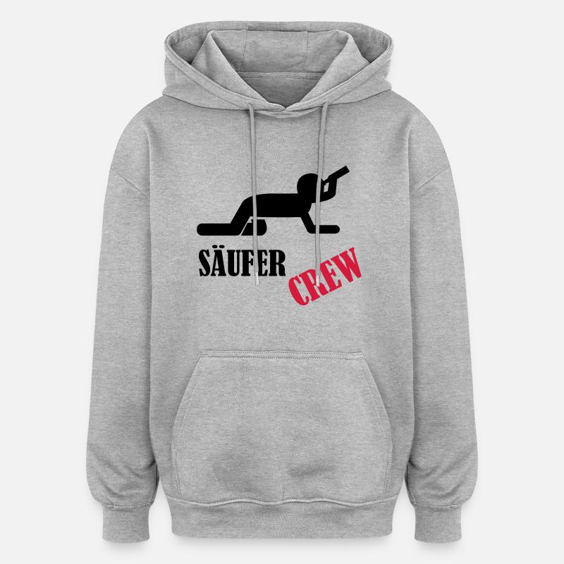 saeufer_crew - Oversized Unisex Hoodie - Grau meliert