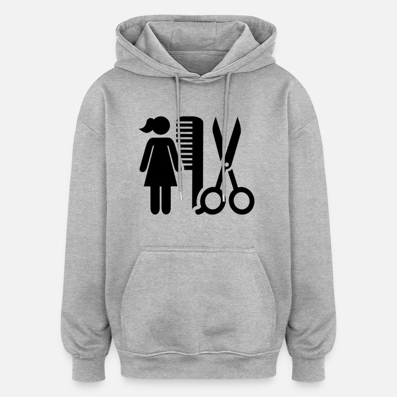 Coiffeuse - Sweat à capuche oversize unisexe - gris chiné