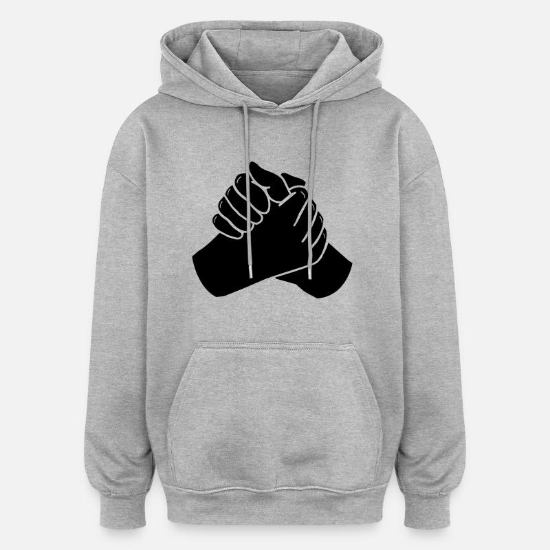 haende_01 - Sweat à capuche oversize unisexe - gris chiné