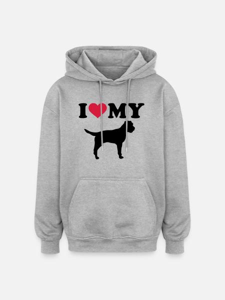 Border Terrier - Sweat à capuche oversize unisexe - gris chiné