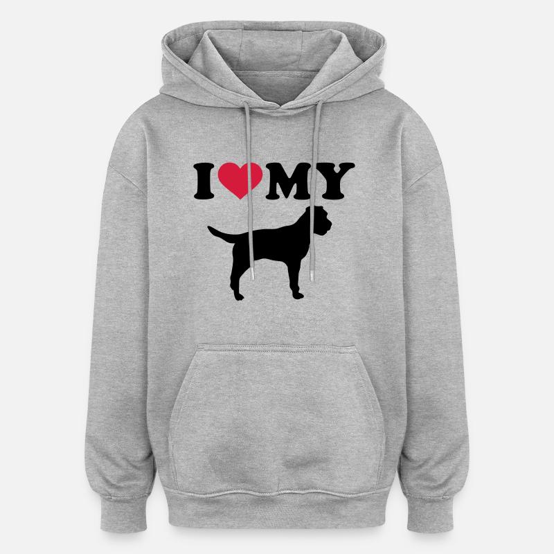 Border Terrier - Sweat à capuche oversize unisexe - gris chiné