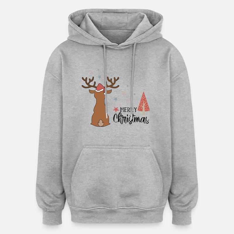 Noël - Sweat à capuche oversize unisexe - gris chiné