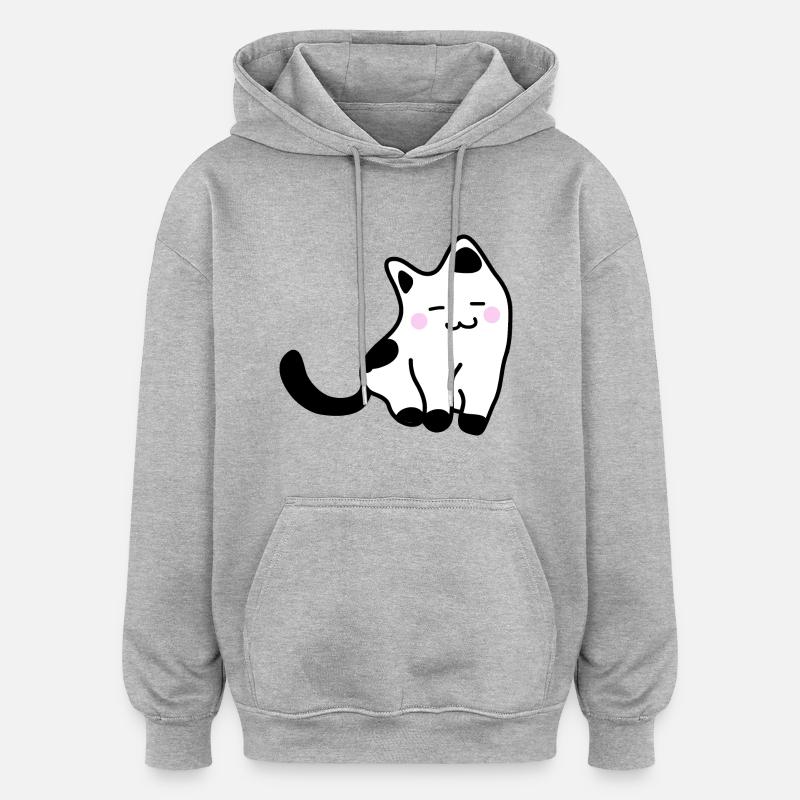 Weißes Kätzchen - Oversized Unisex Hoodie - Grau meliert