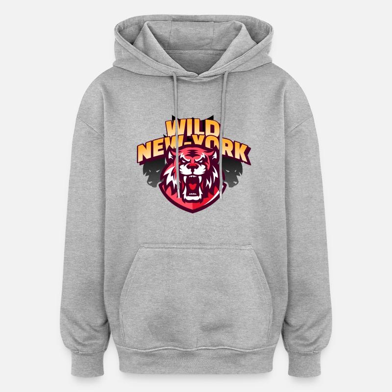 Wild New York Tiger - Sweat à capuche oversize unisexe - gris chiné