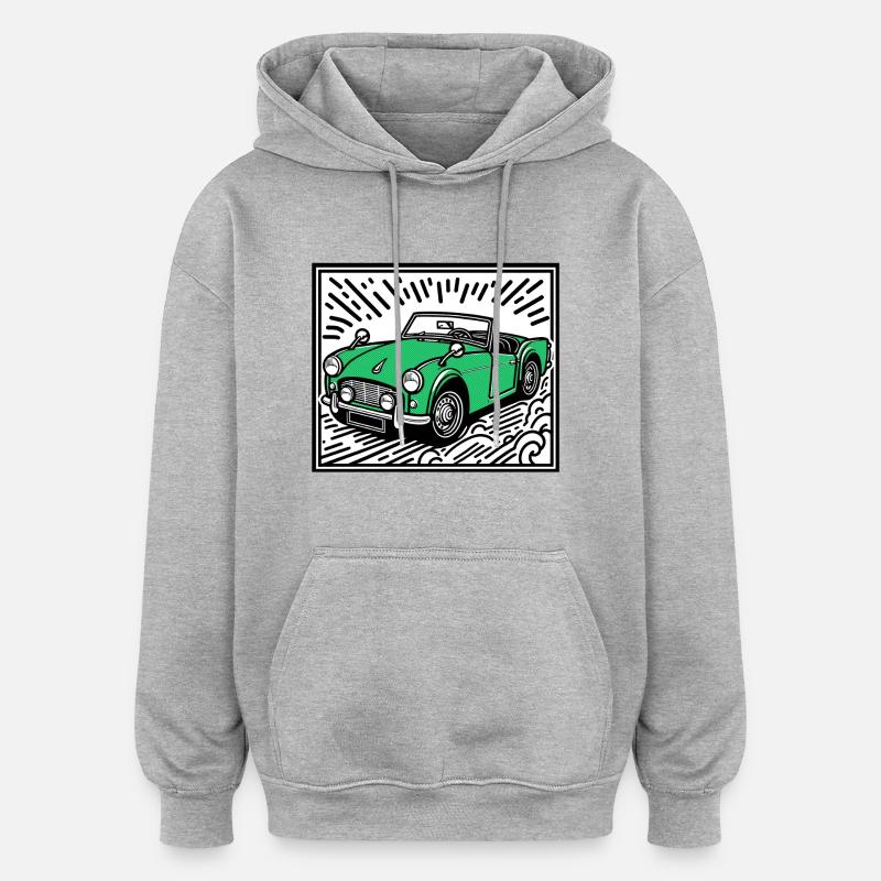 Grünes Oldtimer-Auto - Oversized Unisex Hoodie - Grau meliert
