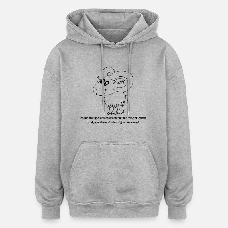 Sternzeichen Widder - Oversized Unisex Hoodie - Grau meliert