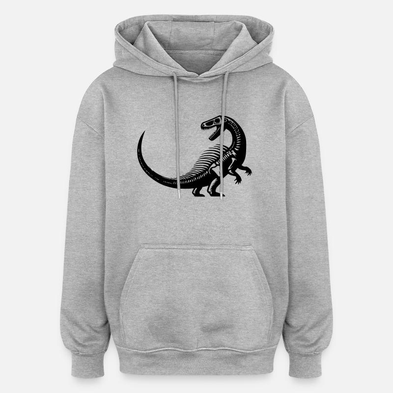 Fossile dinosaure - Sweat à capuche oversize unisexe - gris chiné