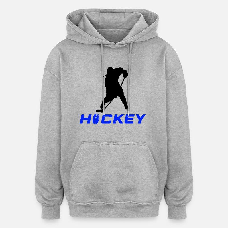 Joueurs de hockey sur glace - Sweat à capuche oversize unisexe - gris chiné