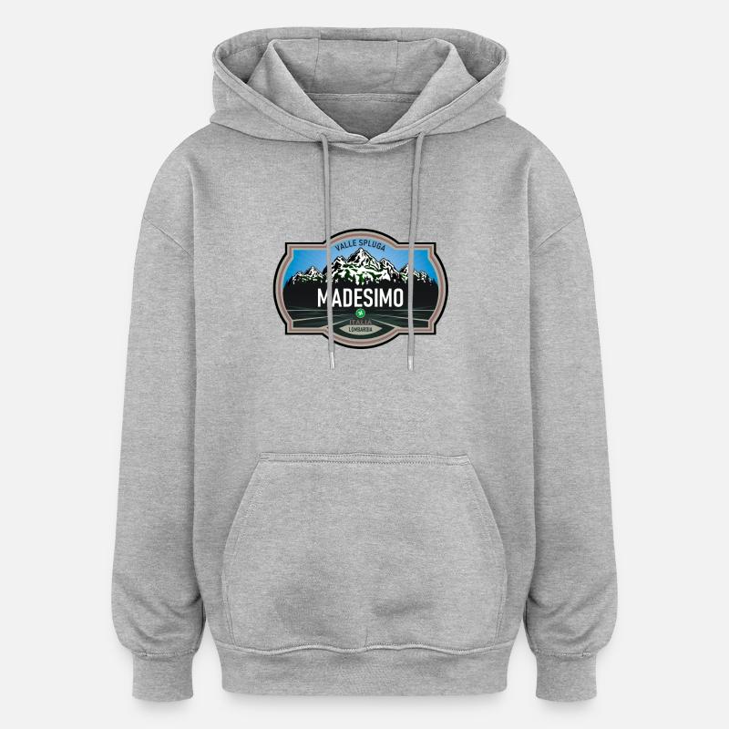 Madesimo Valle Spluga, Lombardie - Sweat à capuche oversize unisexe - gris chiné