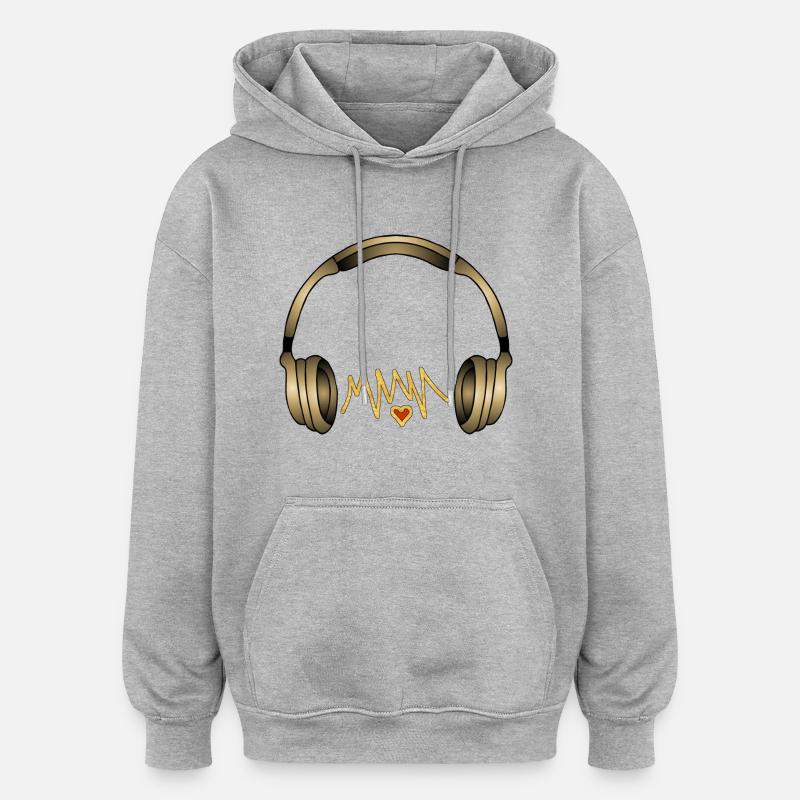 Écouteur - Sweat à capuche oversize unisexe - gris chiné