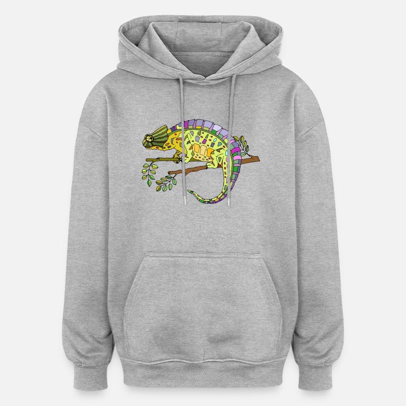 Caméléon - Sweat à capuche oversize unisexe - gris chiné