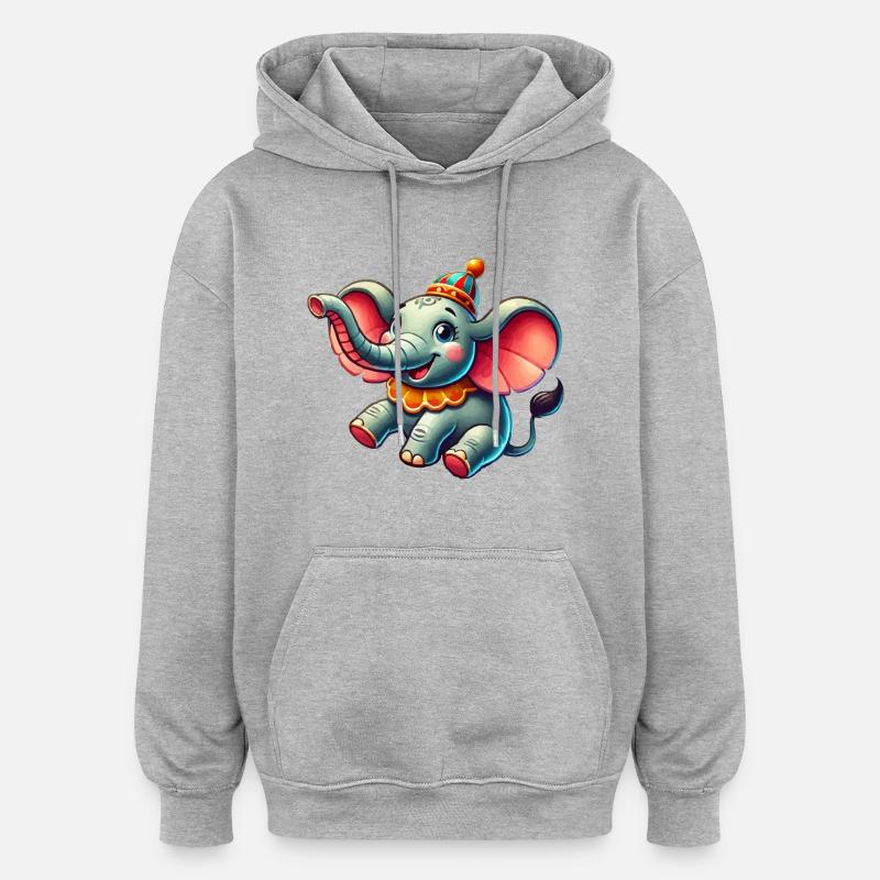 Cirque d’éléphants - Sweat à capuche oversize unisexe - gris chiné
