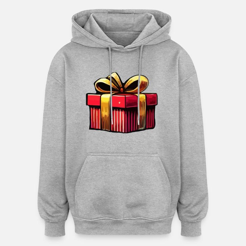 Cadeau - Sweat à capuche oversize unisexe - gris chiné