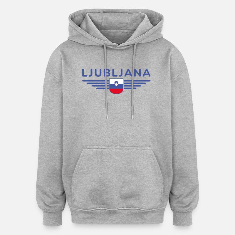 Design tendance de Ljubljana - Sweat à capuche oversize unisexe - gris chiné