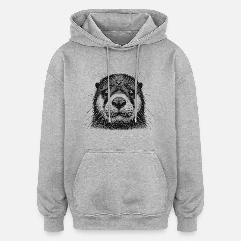 Fischotter - Oversized Unisex Hoodie - Grau meliert
