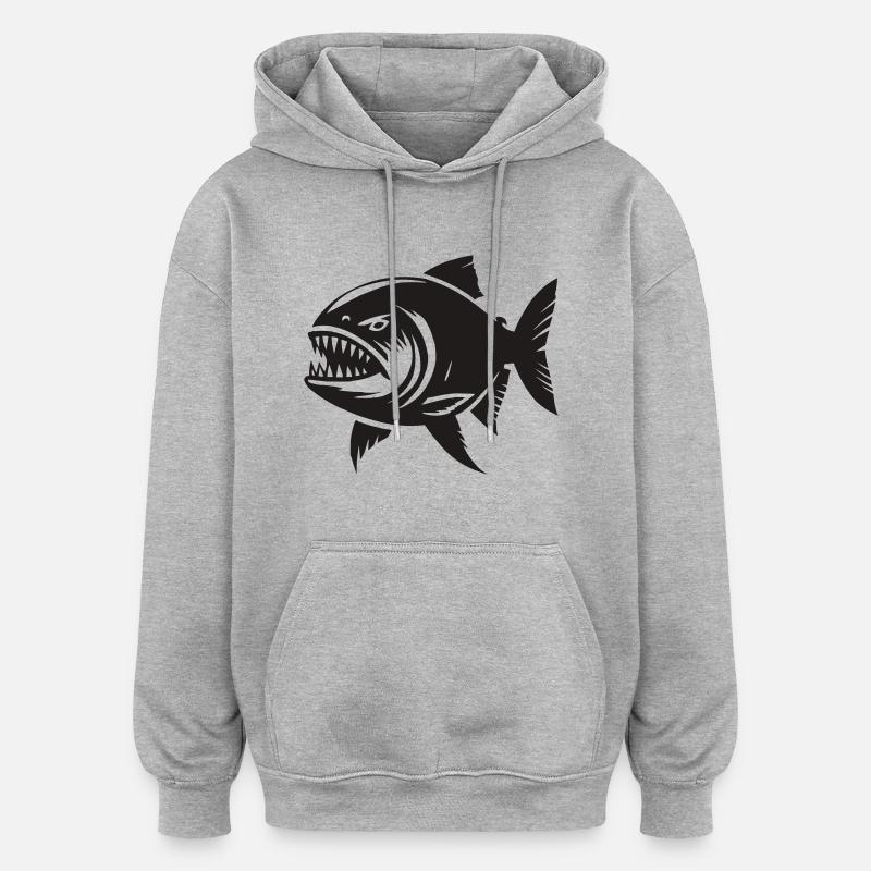 piranha - Sweat à capuche oversize unisexe - gris chiné