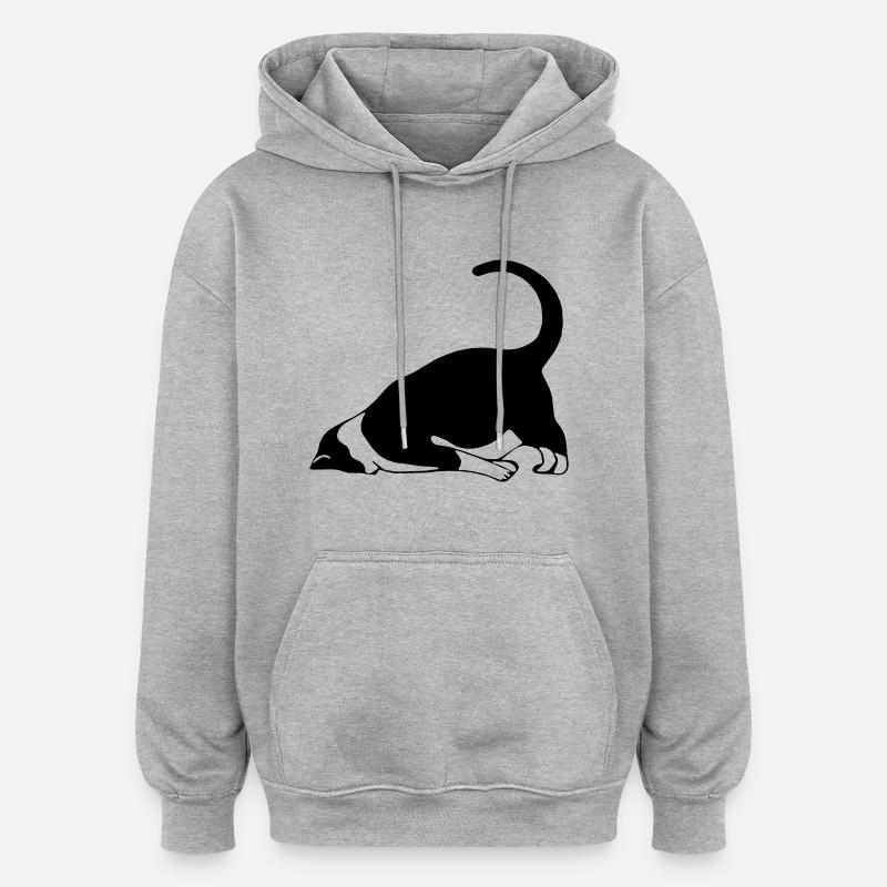 Schlafende Katze - Oversized Unisex Hoodie - Grau meliert