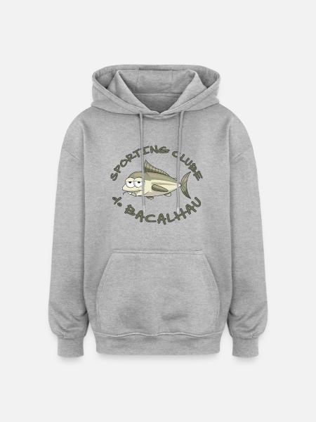BACALHAU - Sweat à capuche oversize unisexe - gris chiné