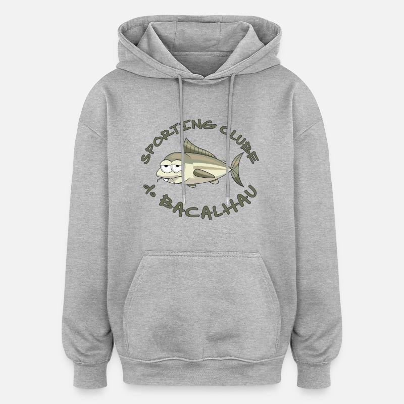 BACALHAU - Sweat à capuche oversize unisexe - gris chiné