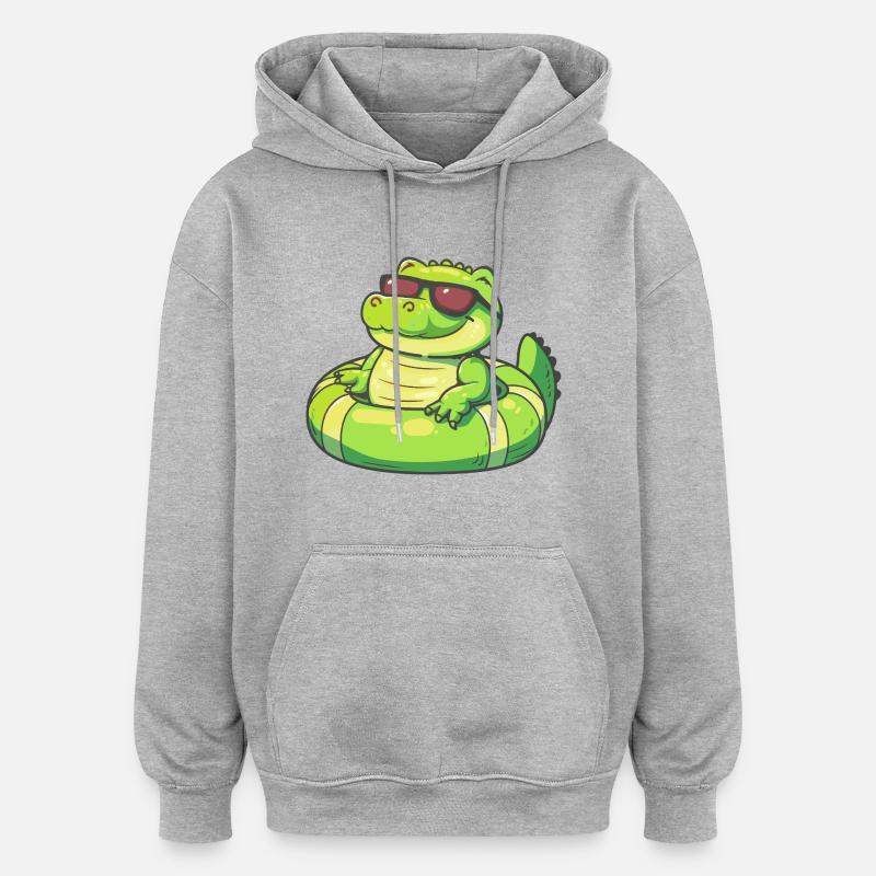 Alligator Comic Cool - Oversized Unisex Hoodie - Grau meliert