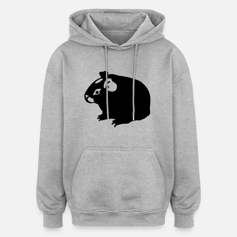 Les cochons d'Inde (2) monochrome - Sweat à capuche oversize unisexe - gris chiné