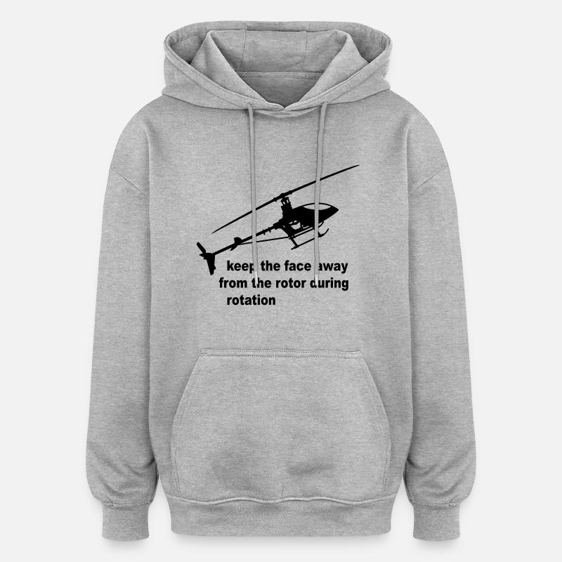hélicoptère rotor avertissement - Sweat à capuche oversize unisexe - gris chiné