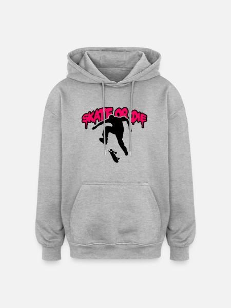 Skate Or Die - Oversized Unisex Hoodie - Grau meliert