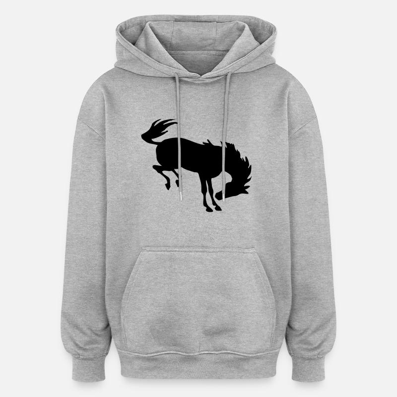 Bockendes Pferd - Oversized Unisex Hoodie - Grau meliert