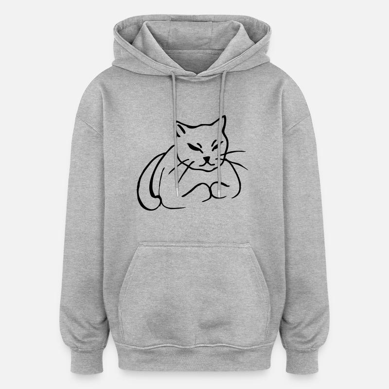 Griibi - Sweat à capuche oversize unisexe - gris chiné