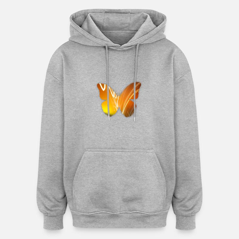 Papillon - Sweat à capuche oversize unisexe - gris chiné