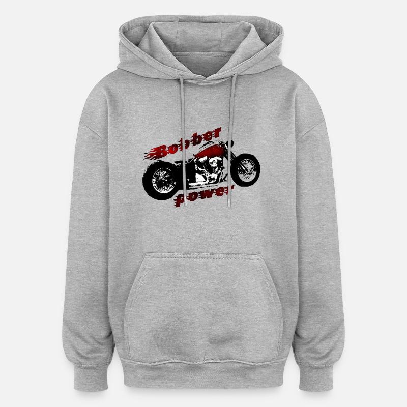 bobber power - Sweat à capuche oversize unisexe - gris chiné