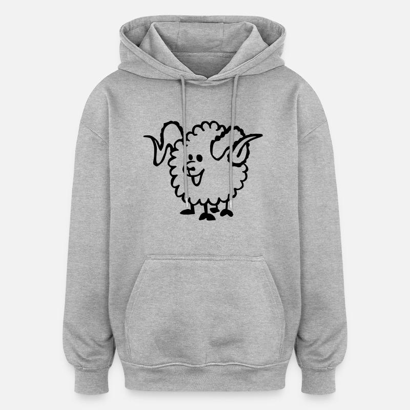 Bélier - Sweat à capuche oversize unisexe - gris chiné