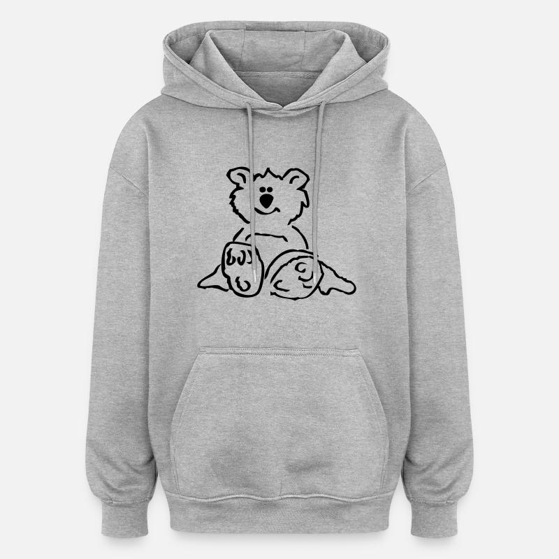 Teddy ... von wicki_de - Oversized Unisex Hoodie - Grau meliert