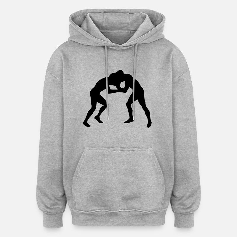 wrestling sport - Sweat à capuche oversize unisexe - gris chiné